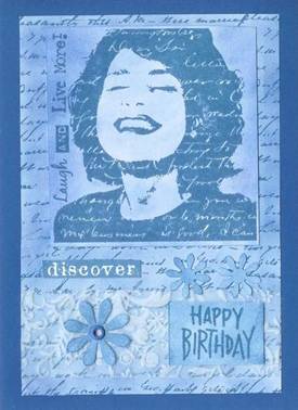 Blaue Smile-Geburtstagskarte für Michi